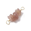 10Pcs 5 Styles Constellation Natural Citrine & Black Tourmaline & Aquamarine & Strawberry Quartz & Rose Quartz Copper Wire Wrapped Chip Beaded Connector Charms PALLOY-JF02905-01-4