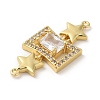 Rack Plating Brass Pave Clear Cubic Zirconia Connector Charms KK-A190-09G-2