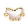 Brass Pave Natural White Shell Connector Charms KK-S522-03I-G-1