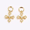 Brass Micro Pave Cubic Zirconia Tiny Cross Charms X-ZIRC-G128-04G-1