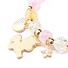 Candy Color Round Beaded Stretch Bracelet with Heart Unicorn Charm for Women BJEW-JB07636-04-5