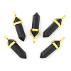 Natural Black Obsidian Bullet Double Terminated Pointed Pendants X-G-G902-B25-3