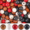 250Pcs 5 Styles Round Natural Wood Beads WOOD-SP0001-13-1