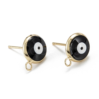 Eco-Friendly Brass Enamel Stud Earring Findings KK-H761-02G-D-1