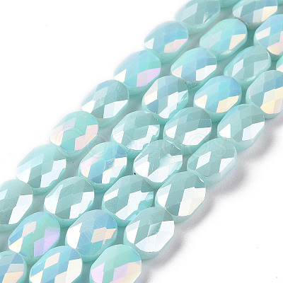 Faceted Electroplated Glass Beads Strands GLAA-G092-D05-1