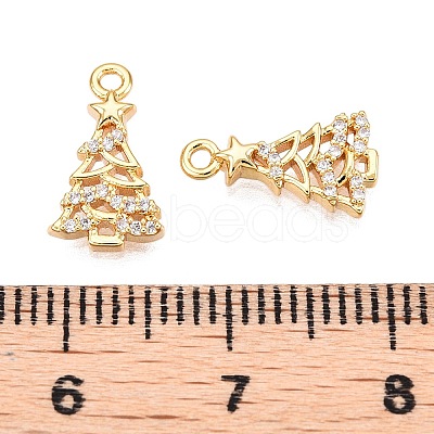 Christmas Theme Brass Micro Pave Clear Cubic Zirconia Pendants KK-T073-19G-1