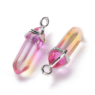 Faceted Bullet Glass Pointed Pendants KK-E282-01P-08-1