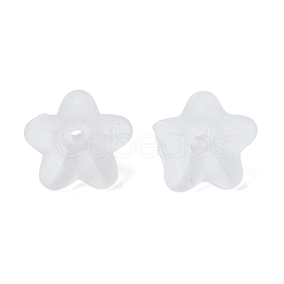 Transparent Frosted Acrylic Flower Beads X-PL554-1
