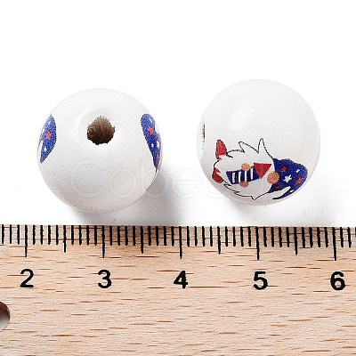 Independence Day Theme Wood European Beads WOOD-M011-07A-1