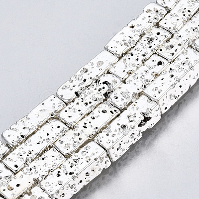 Electroplated Natural Lava Rock Beads Strands G-T114-63S-1