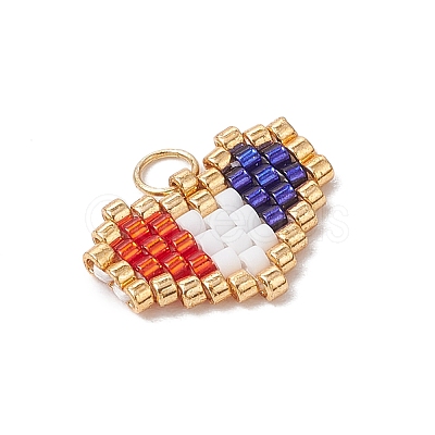 Handmade Glass Seed Beaded Heart Charms PALLOY-MZ00620-01-1
