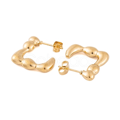 Ion Plating(IP) 304 Stainless Steel Half Hoop Stud Earrings for Women EJEW-P279-02G-1