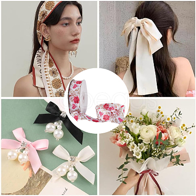 1 Roll Printed Polyester Grosgrain Ribbon SRIB-CY0001-15-1