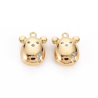 Brass Micro Pave Clear Cubic Zirconia Charms KK-S356-454-NF-1