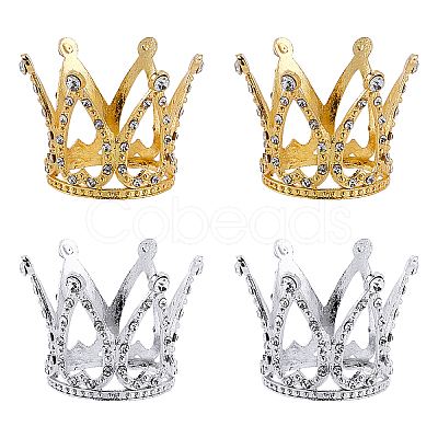 Olycraft 4Pcs 2 Colors Crown Alloy Display Ornaments FIND-OC0001-39-1