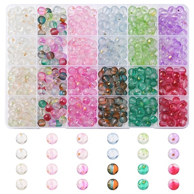 552Pcs 11 Colors Frosted Baking Paint Glass Beads DGLA-FS0001-14-1