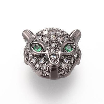 Brass Micro Pave Cubic Zirconia Beads ZIRC-S053-YS014G-3-1