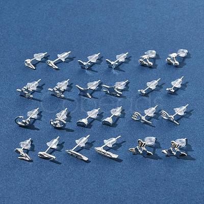 2 Pairs Alloy Stud Earrings for Women EJEW-FS0001-27H-1