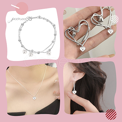 4Pcs 925 Sterling Silver Heart Charms STER-HY0001-11-1