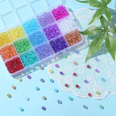 750Pcs 15 Colors Baking Paint Glass Beads Strands DGLA-YW0001-09-1