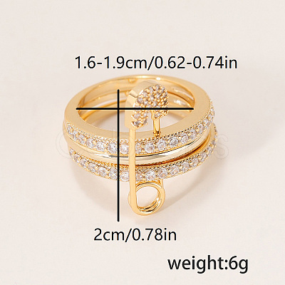 Brass Micro Pave Cubic Zirconia Finger Rings FA7520-7-1