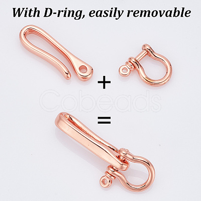 PandaHall Elite 2Pcs Brass Shackle Clasps with Brass S Hook Clasps KK-PH0005-86-1