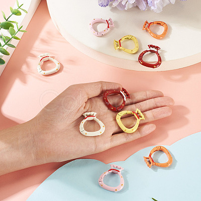 10Pcs 5 Colors Alloy Spring Gate Rings FIND-TA0008-59B-1