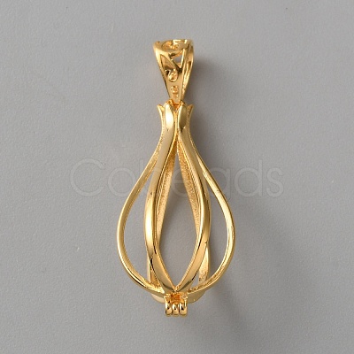 925 Sterling Silver Bead Cage Pendants STER-WH0005-46A-G-1