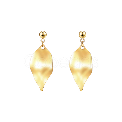 304 Stainless Steel Leaf Dangle Stud Earrings for Women NQ9483-1-1