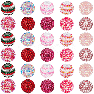 40Pcs 10 Colors Resin Rhinestone Beads RESI-PA0001-26B-1