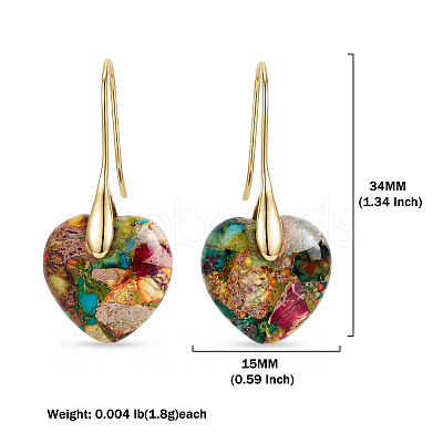 Brass & Imperial Jasper Dangle Earrings WGB0E66-01-1