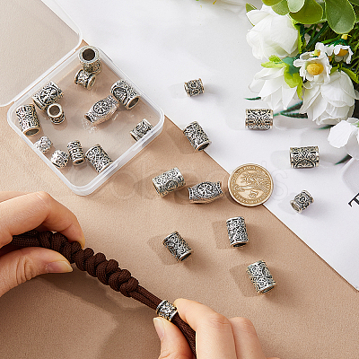 24Pcs 12 Styles Viking Symbol Brass European Beads KK-HS0002-28AS-1