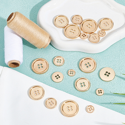 20Pcs 4 Styles 4-Hole Zinc Alloy Buttons BUTT-NB0002-12KCG-1