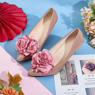1 Pair Flower Cloth Shoe Decoration AJEW-DR0001-65C-1