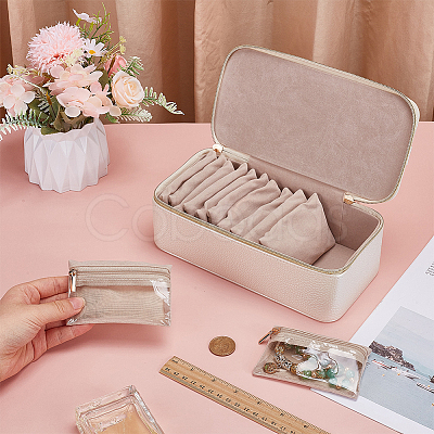 Portable Travel PU Leather Jewelry Organizer Handled Boxes CON-WH0107-71A-1