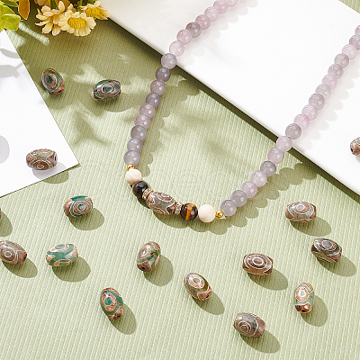 Tibetan Style dZi Beads TDZI-BC0001-01-1