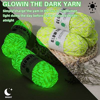 2 Skeins Light Two-Tone Luminous Polyester Yarn OCOR-SZ0002-09B-1