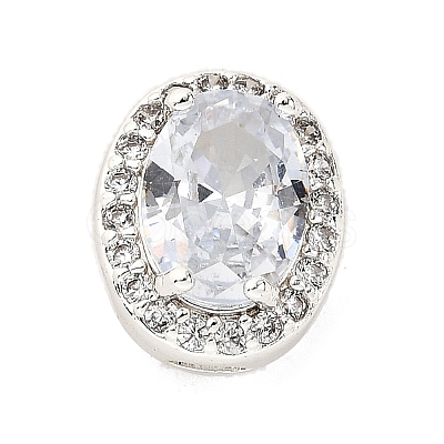 Brass Micro Pave Cubic Zirconia Beads KK-D408-11S-07A-1