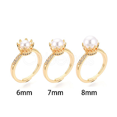Crown Shape Brass Micro Pave Clear Cubic Zirconia Cup Peg Ring Settings KK-T076-18G-1