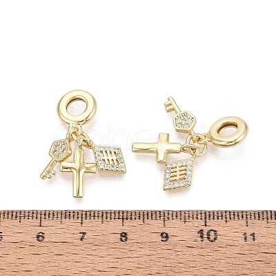 Brass Micro Pave Clear Cubic Zirconia European Dangle Charms KK-N287-33D-G-1