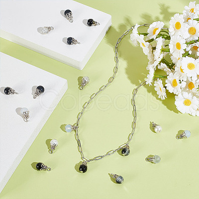 100Pcs Glass Pendants PALLOY-HY00103-1
