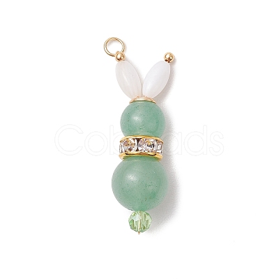 4Pcs 4 Styles Natural Carnelian & Rose Quartz & Green Aventurine & Amethyst Bunny Pendants PALLOY-TA00226-1