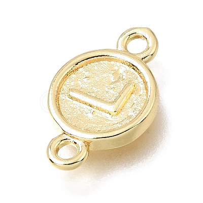 Brass Disc with Initial Links Connector Charms KK-E802-36G-L-1
