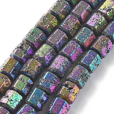 Electroplated Natural Lava Rock Beads Strands G-A251-A01-01A-1