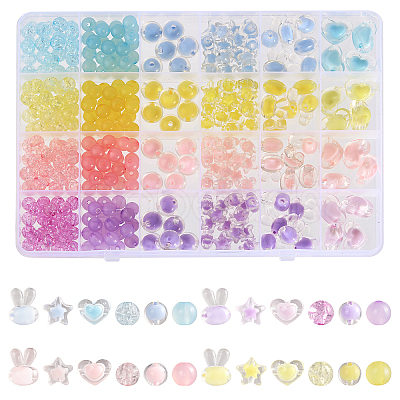 CHGCRAFT 6 Styles 4 Colors Transparent Acrylic Beads TACR-CA0001-29-1