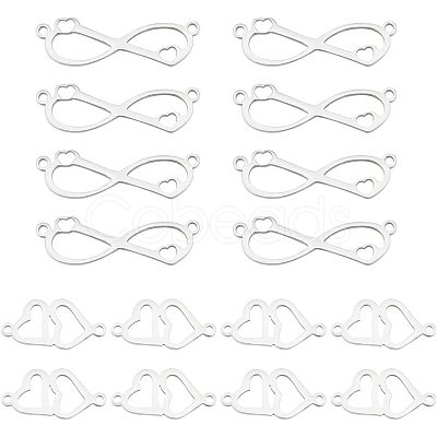 20Pcs 2 Styles 201 Stainless Steel Connector Charms FIND-HY0001-18-1