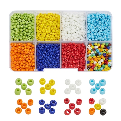 8 Colors Glass Seed Beads SEED-YW0001-58-1