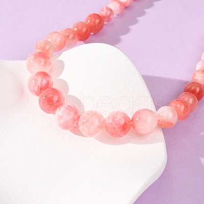Dyed Round Natural Green Jade Graduated Beaded Necklaces GG-CBAA808-05P-C-1