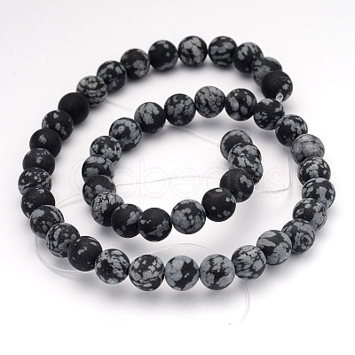 Natural Snowflake Obsidian Gemstone Beads G-J338-03-8mm-1