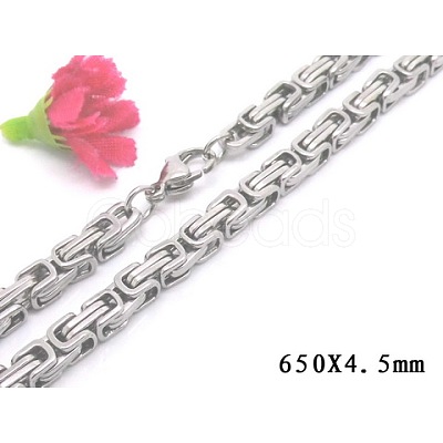 Non-Tarnish 201 Stainless Steel Byzantine Chain Necklaces NJEW-V0313-05-1